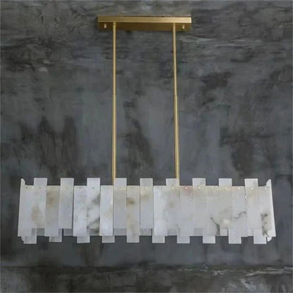 Venu Alabaster Linear Chandelier 39"-Nobipets