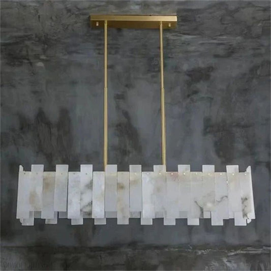 Venu Alabaster Linear Chandelier 39"-Nobipets