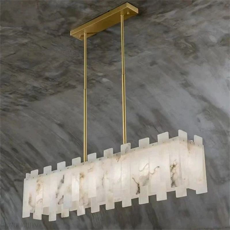 Venu Alabaster Linear Chandelier 39"-Nobipets