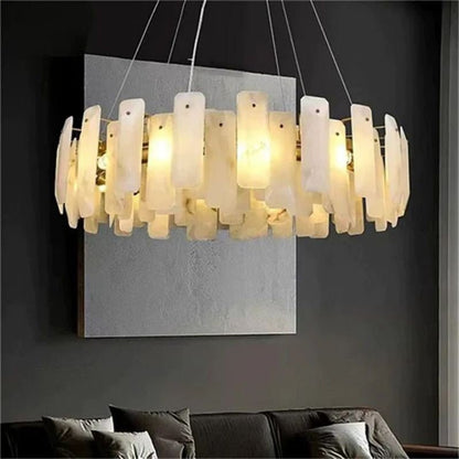 Venu Alabaster Round Chandelier-Nobipets