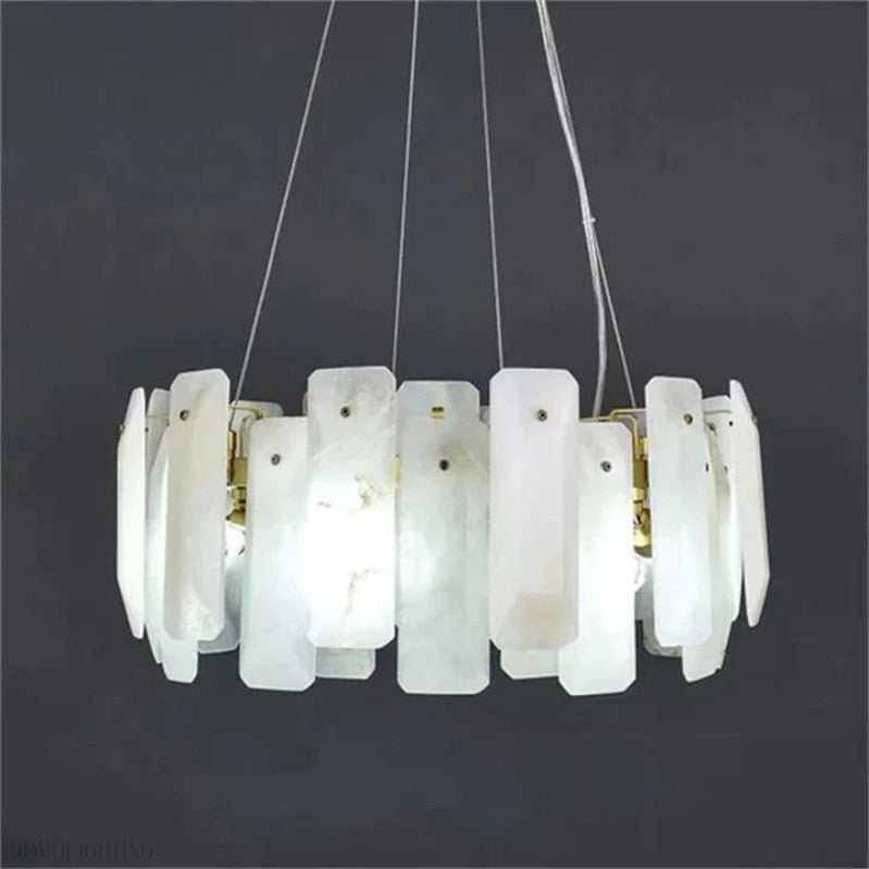 Venu Alabaster Round Chandelier-Nobipets