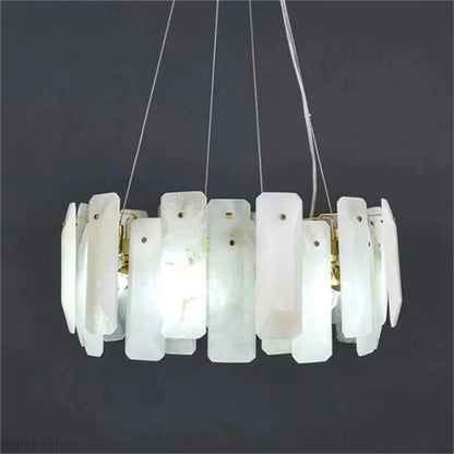 Venu Alabaster Round Chandelier-Nobipets