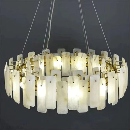 Venu Alabaster Round Chandelier-Nobipets