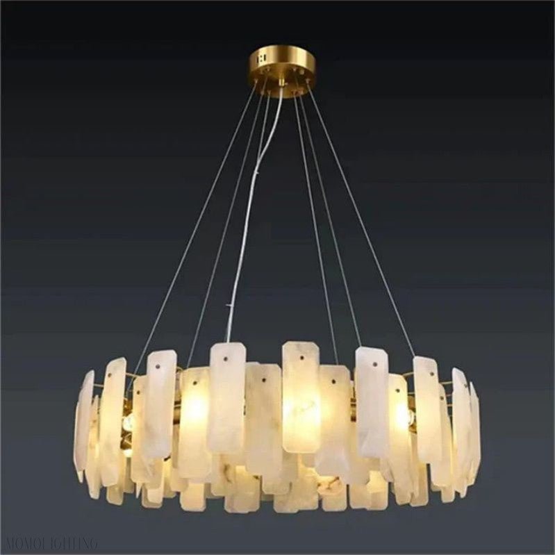 Venu Alabaster Round Chandelier-Nobipets