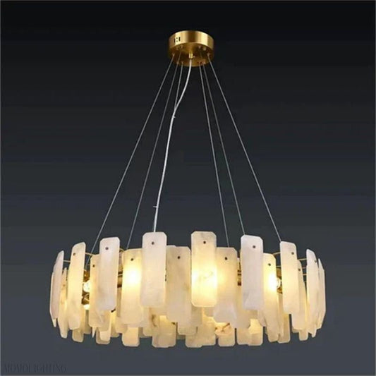 Venu Alabaster Round Chandelier-Nobipets
