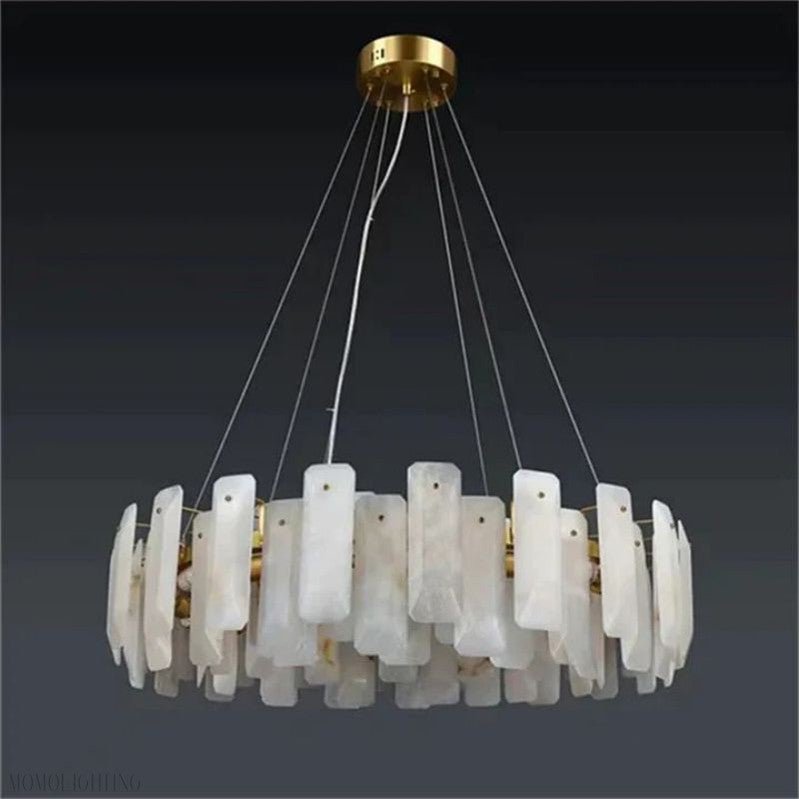Venu Alabaster Round Chandelier-Nobipets