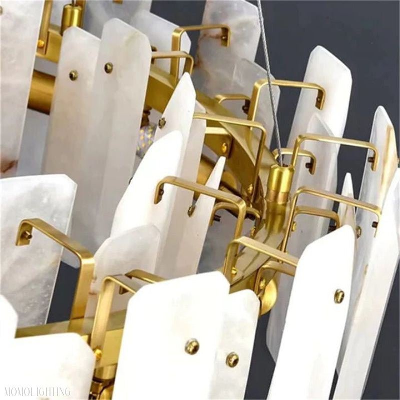 Venu Alabaster Round Chandelier-Nobipets