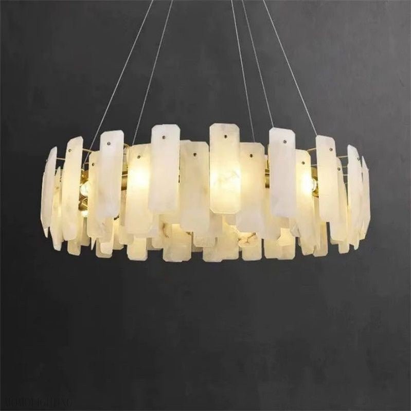 Venu Alabaster Round Chandelier-Nobipets