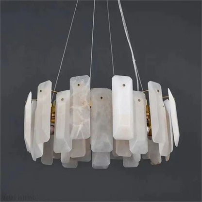 Venu Alabaster Round Chandelier-Nobipets