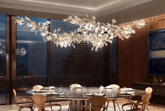 Vertical Modern Ceramic Ginkgo Tree Petal Chandelier 4 Size-Nobipets