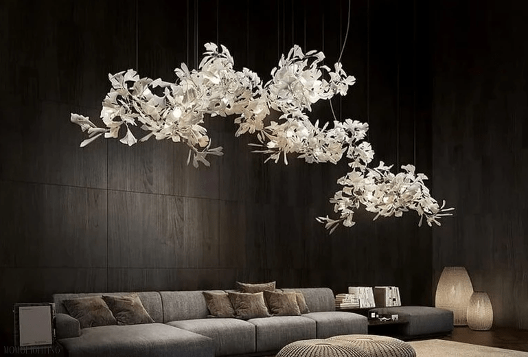 Vertical Modern Ceramic Ginkgo Tree Petal Chandelier 4 Size-Nobipets