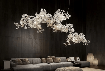 Vertical Modern Ceramic Ginkgo Tree Petal Chandelier 4 Size-Nobipets