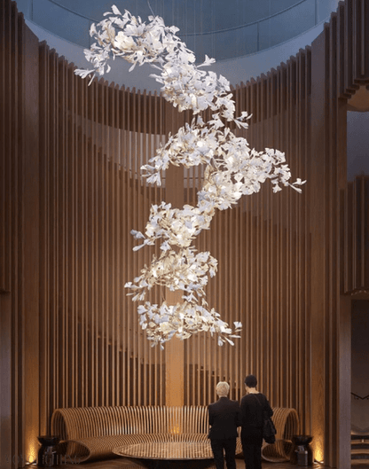 Vertical Modern Ceramic Ginkgo Tree Petal Chandelier 4 Size-Nobipets