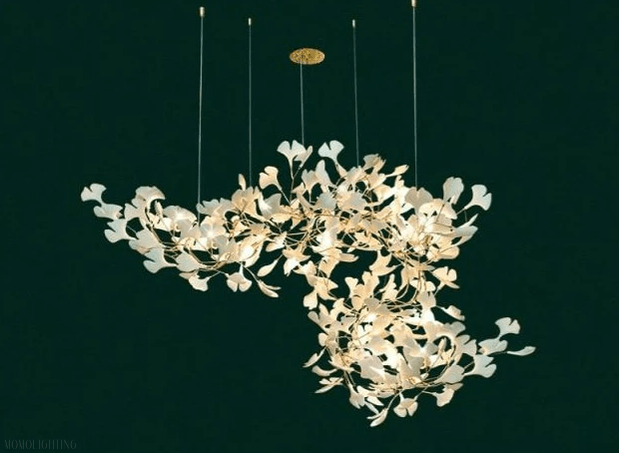 Vertical Modern Ceramic Ginkgo Tree Petal Chandelier 4 Size-Nobipets