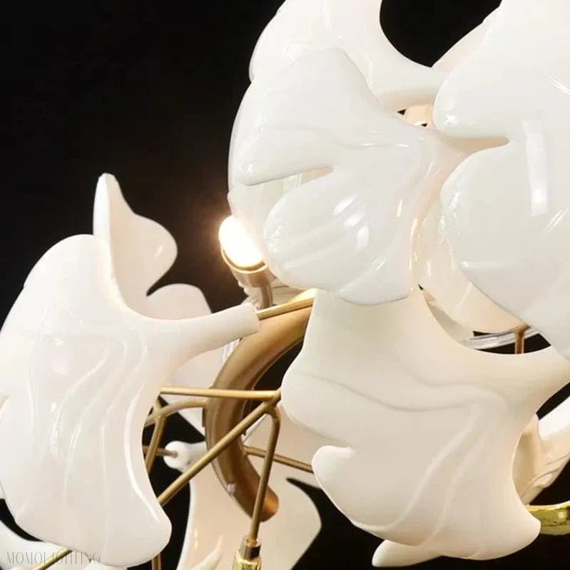 Vertical Modern Ceramic Ginkgo Tree Petal Chandelier 4 Size-Nobipets