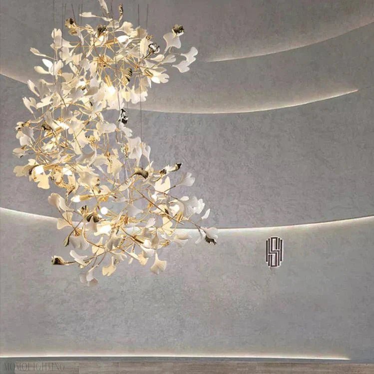 Vertical Modern Ceramic Petal Chandelier Stair Light-Nobipets