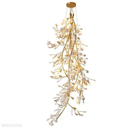 Vertical Modern Ceramic Petal Chandelier Stair Light-Nobipets