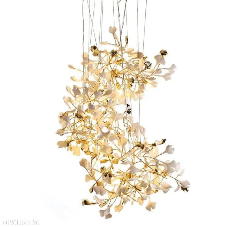 Vertical Modern Ceramic Petal Chandelier Stair Light-Nobipets