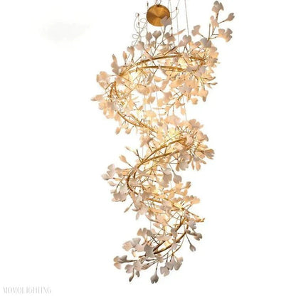 Vertical Modern Ceramic Petal Chandelier Stair Light-Nobipets