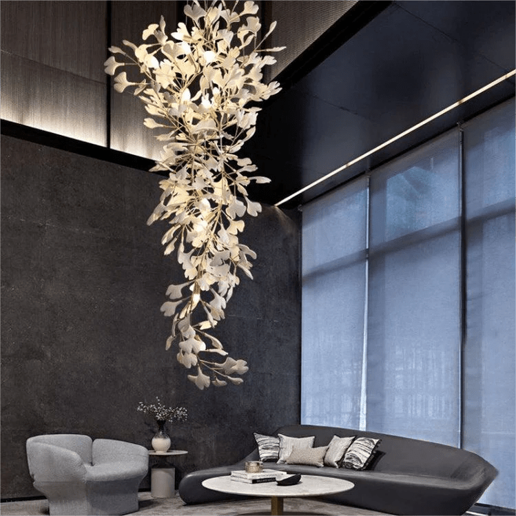 Vertical Modern Ceramic Petal Chandelier Stair Light-Nobipets