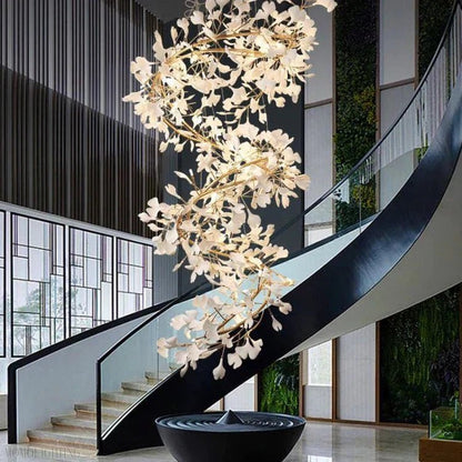 Vertical Modern Ceramic Petal Chandelier Stair Light-Nobipets