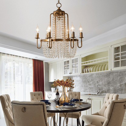 Vintage Crystal Pendant Candle Light in Antique Gold Finish Chandelier for Living Room/Bedroom-Nobipets