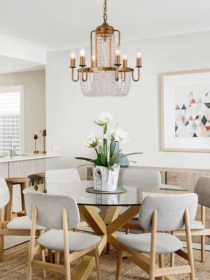 Vintage Crystal Pendant Candle Light in Antique Gold Finish Chandelier for Living Room/Bedroom-Nobipets