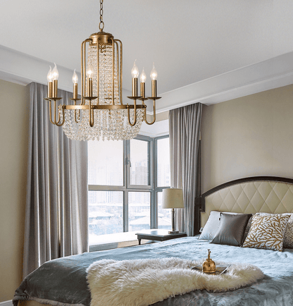 Vintage Crystal Pendant Candle Light in Antique Gold Finish Chandelier for Living Room/Bedroom-Nobipets