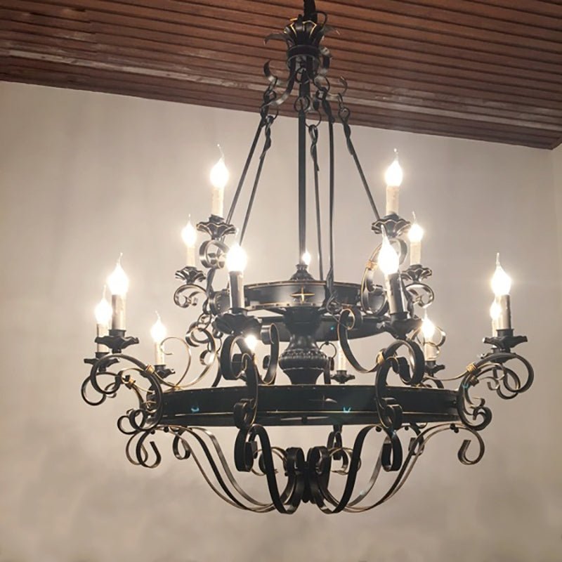 Vintage Iron Simple Candle Art Chandelier for Living Room / Villa / Stairs-Nobipets