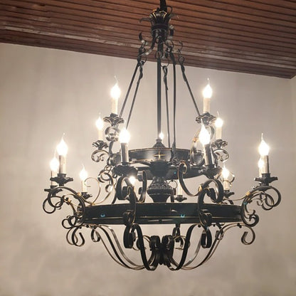 Vintage Iron Simple Candle Art Chandelier for Living Room / Villa / Stairs-Nobipets