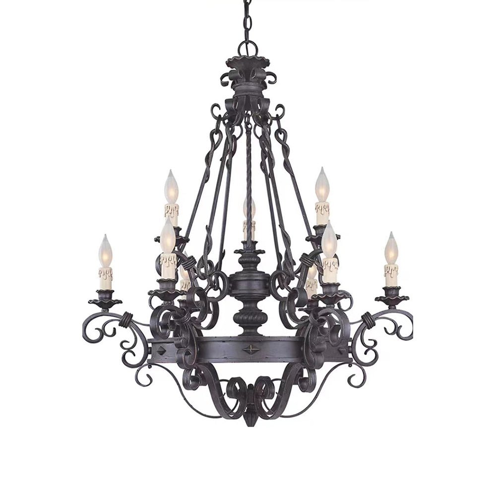 Vintage Iron Simple Candle Art Chandelier for Living Room / Villa / Stairs-Nobipets