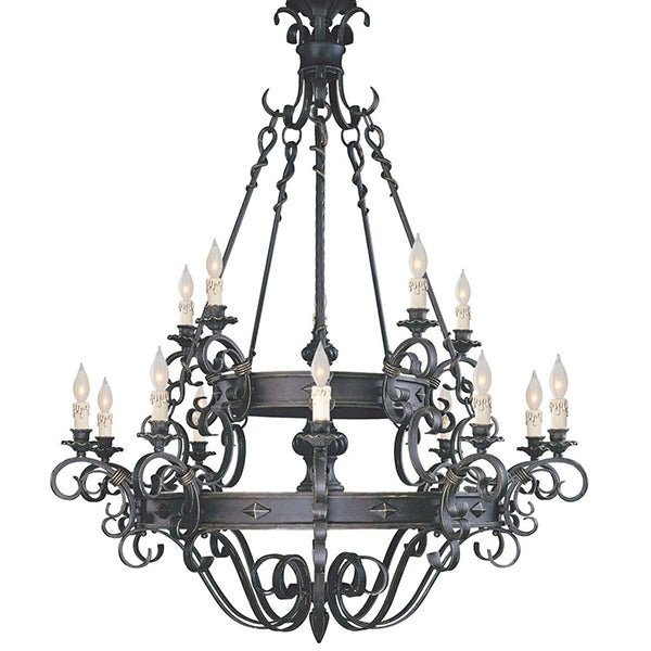 Vintage Iron Simple Candle Art Chandelier for Living Room / Villa / Stairs-Nobipets