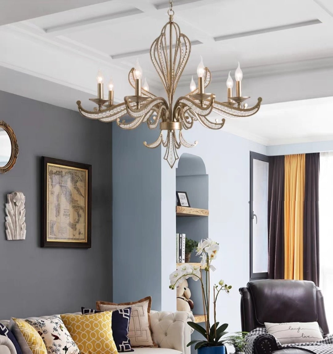 Vintage Style Silver Candle Chandelier for Living Room/Dining Room-Nobipets