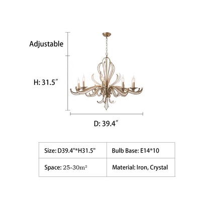 Vintage Style Silver Candle Chandelier for Living Room/Dining Room-Nobipets