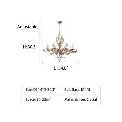 Vintage Style Silver Candle Chandelier for Living Room/Dining Room-Nobipets