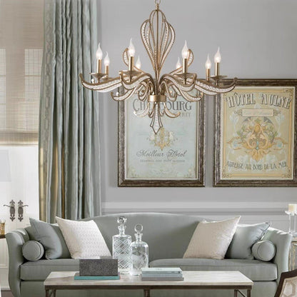 Vintage Style Silver Candle Chandelier for Living Room/Dining Room-Nobipets