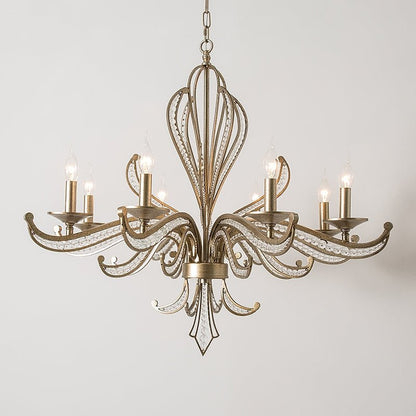 Vintage Style Silver Candle Chandelier for Living Room/Dining Room-Nobipets