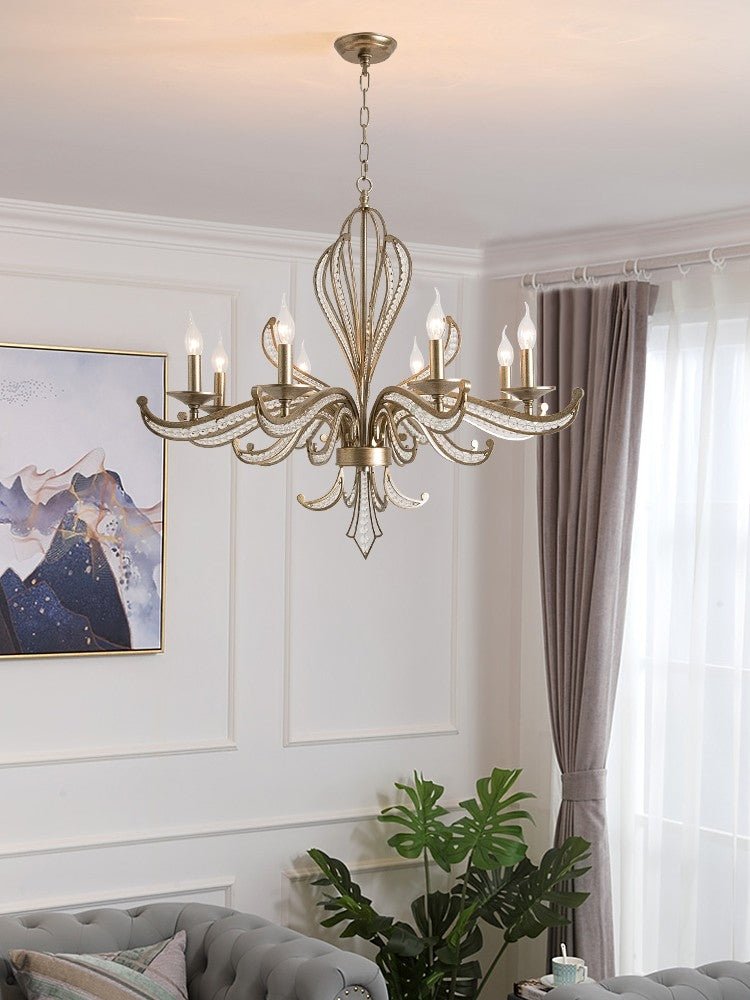 Vintage Style Silver Candle Chandelier for Living Room/Dining Room-Nobipets