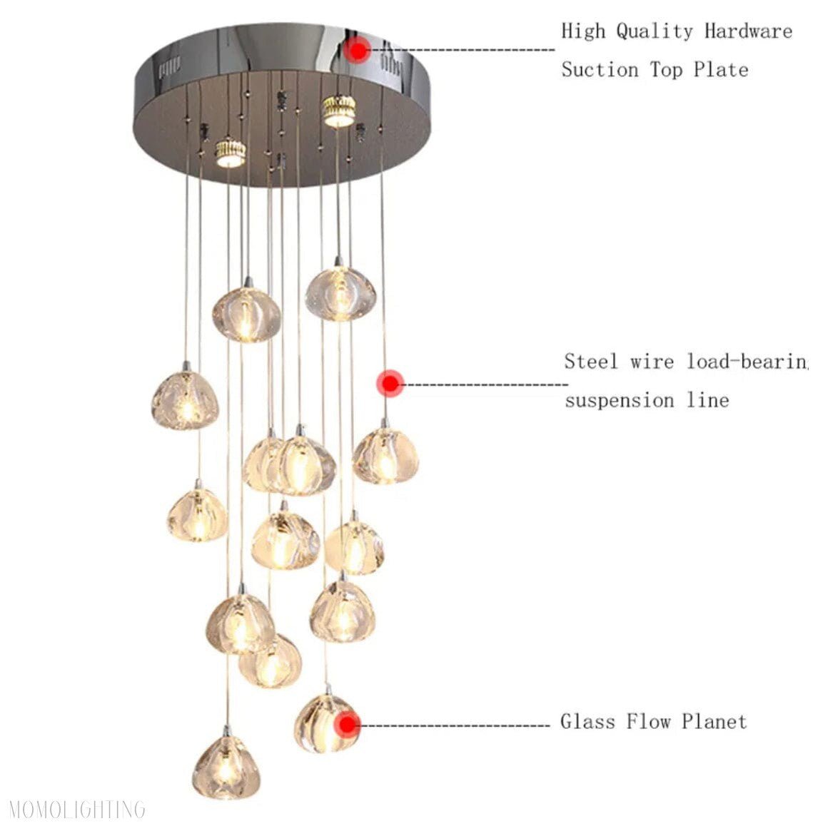 Walsh Foyer & Staircase Chandelier 7" 19" 33" D-Nobipets