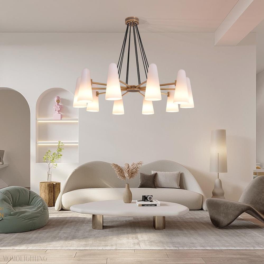 White Porcelain Round Chandelier 10-Lights-Nobipets