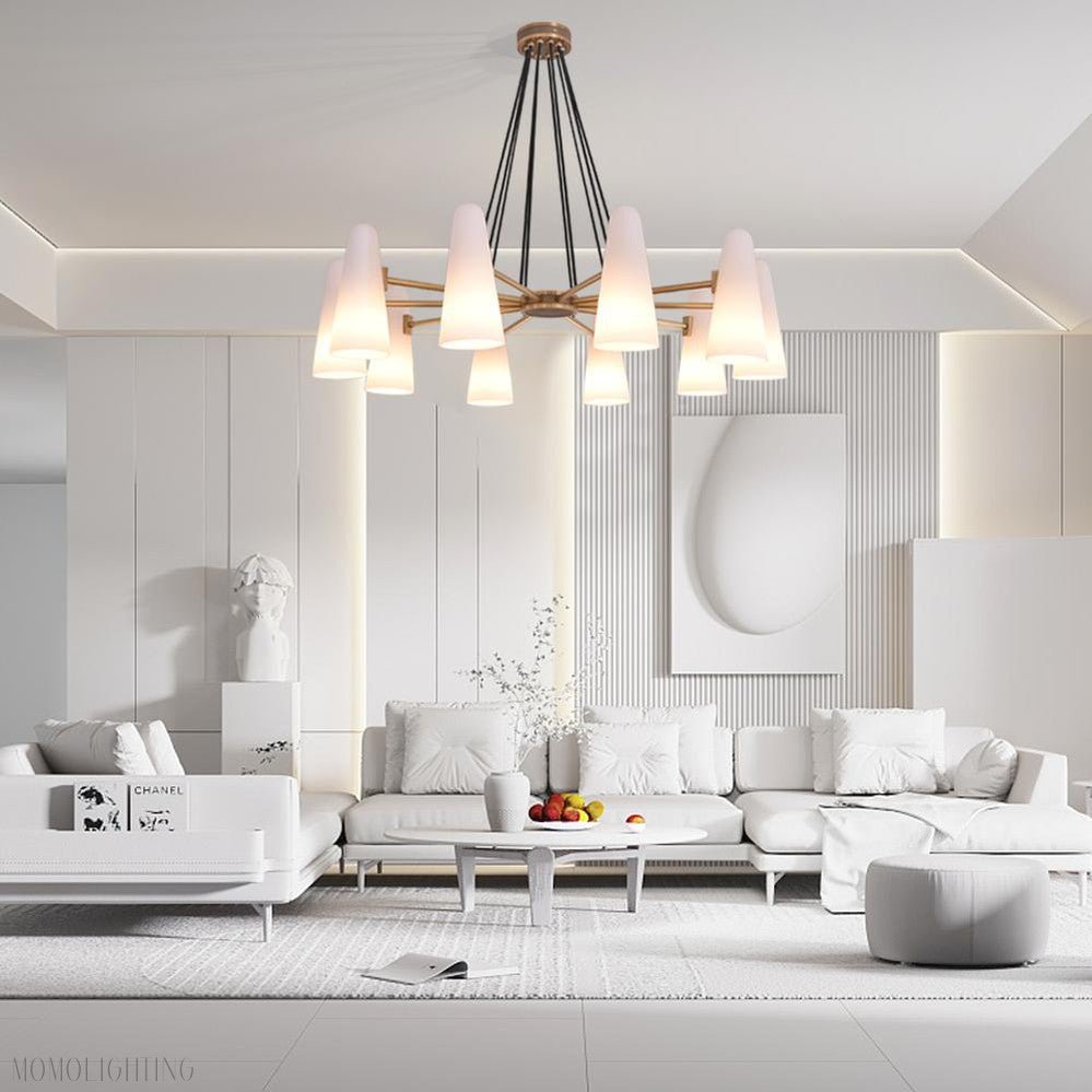 White Porcelain Round Chandelier 10-Lights-Nobipets