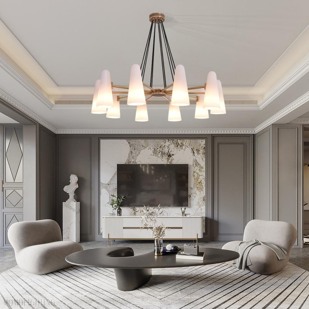 White Porcelain Round Chandelier 10-Lights-Nobipets