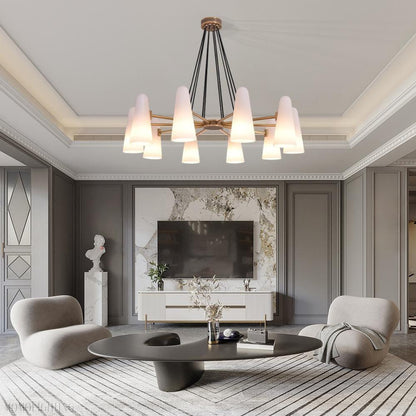 White Porcelain Round Chandelier 10-Lights-Nobipets