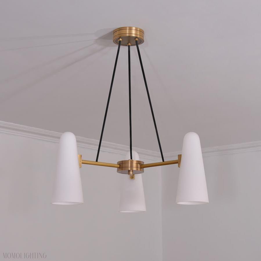 White Porcelain Round Chandelier 3-Lights-Nobipets
