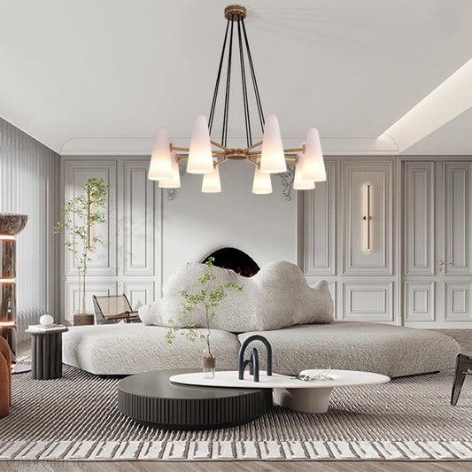 White Porcelain Round Chandelier 8-Lights-Nobipets