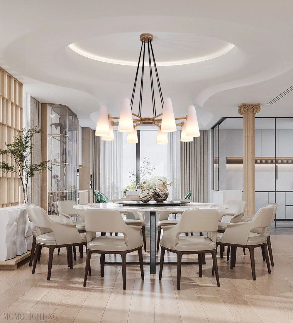 White Porcelain Round Chandelier 8-Lights-Nobipets