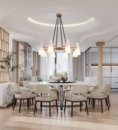 White Porcelain Round Chandelier 8-Lights-Nobipets