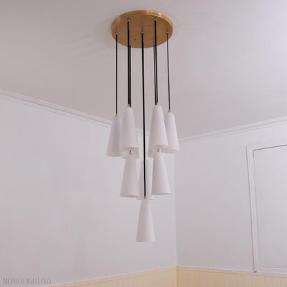 White Porcelain Round Chandelier D18"-Nobipets