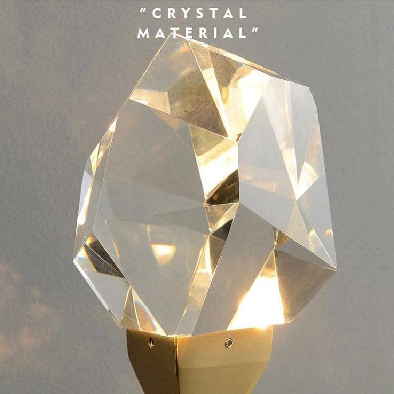 Zora Faceted Crystal Wall Sconce Using Long Rod - Ineffable Lighting