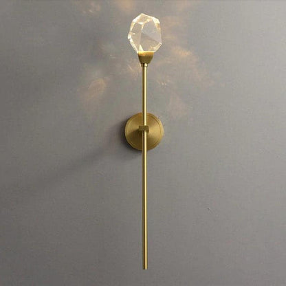 Zora Faceted Crystal Wall Sconce Using Long Rod - Ineffable Lighting